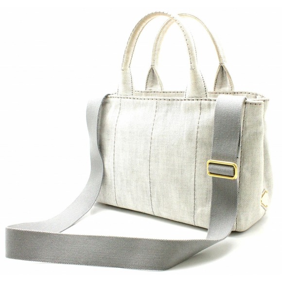 Prada 2way Denim Tote Bag Canvas Gray Canapa - Picture 1 of 9